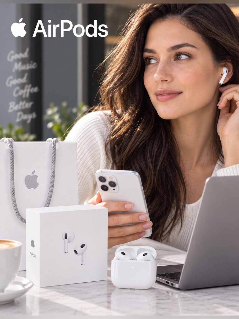 New Authentic Apple - AirPods with Lightning Charging Case.
